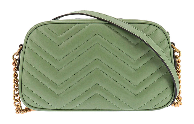 Женская кожаная сумка Gucci GG Marmont через плечо, зеленая — фото 3