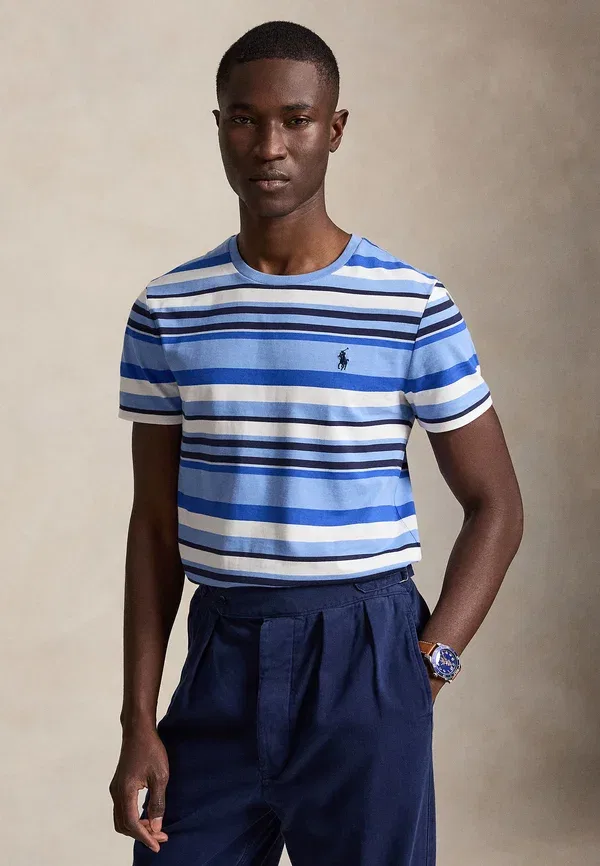 Футболка Polo Ralph Lauren Custom Slim Fit Striped Jersey Print, цвет бристольский синий мульти