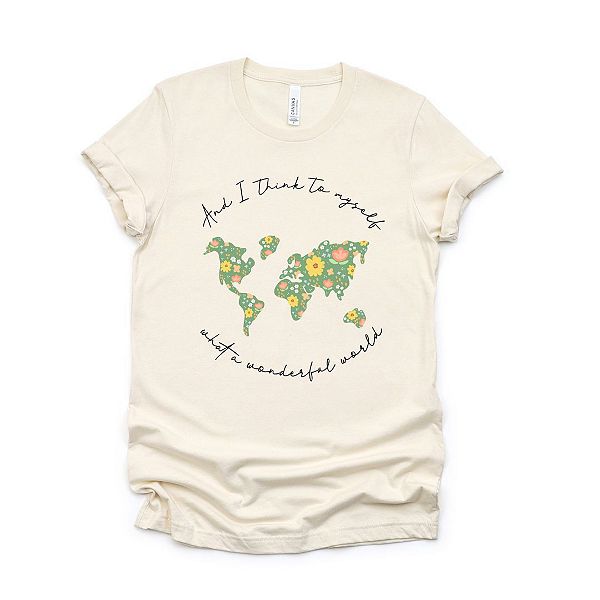 

Футболка с принтом What a wonderful world Simply Sage Market, Cream, Зеленый, Футболка с принтом What a wonderful world Simply Sage Market, Cream