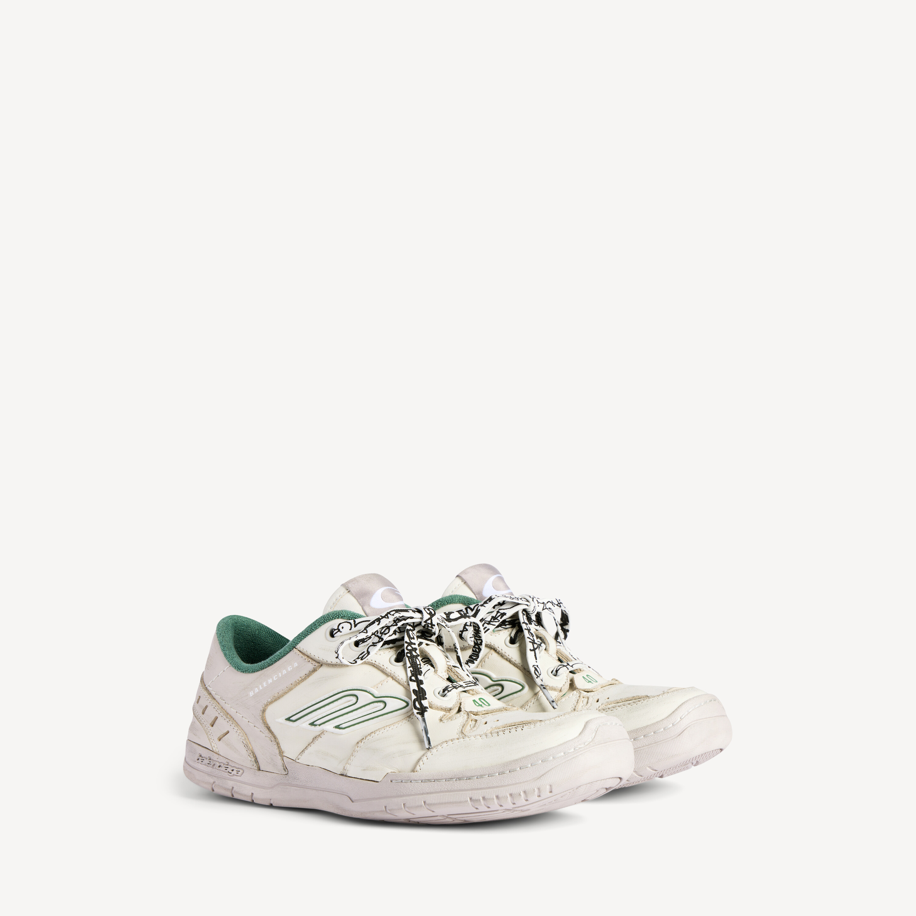 Мужские кроссовки hamptons medium с эффектом изношенности, бежево-зеленые BALENCIAGA, бежевый/зеленый — фото 2