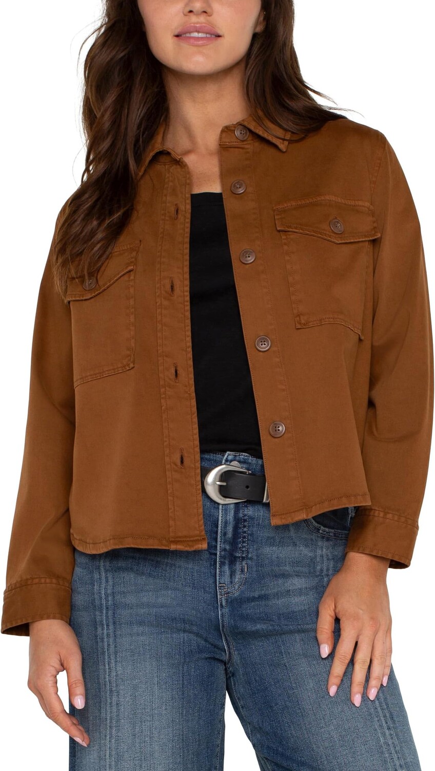 

Куртка Liverpool Los Angeles Cropped Shirt Jacket Soft Touch Twill, цвет Jasper Brown