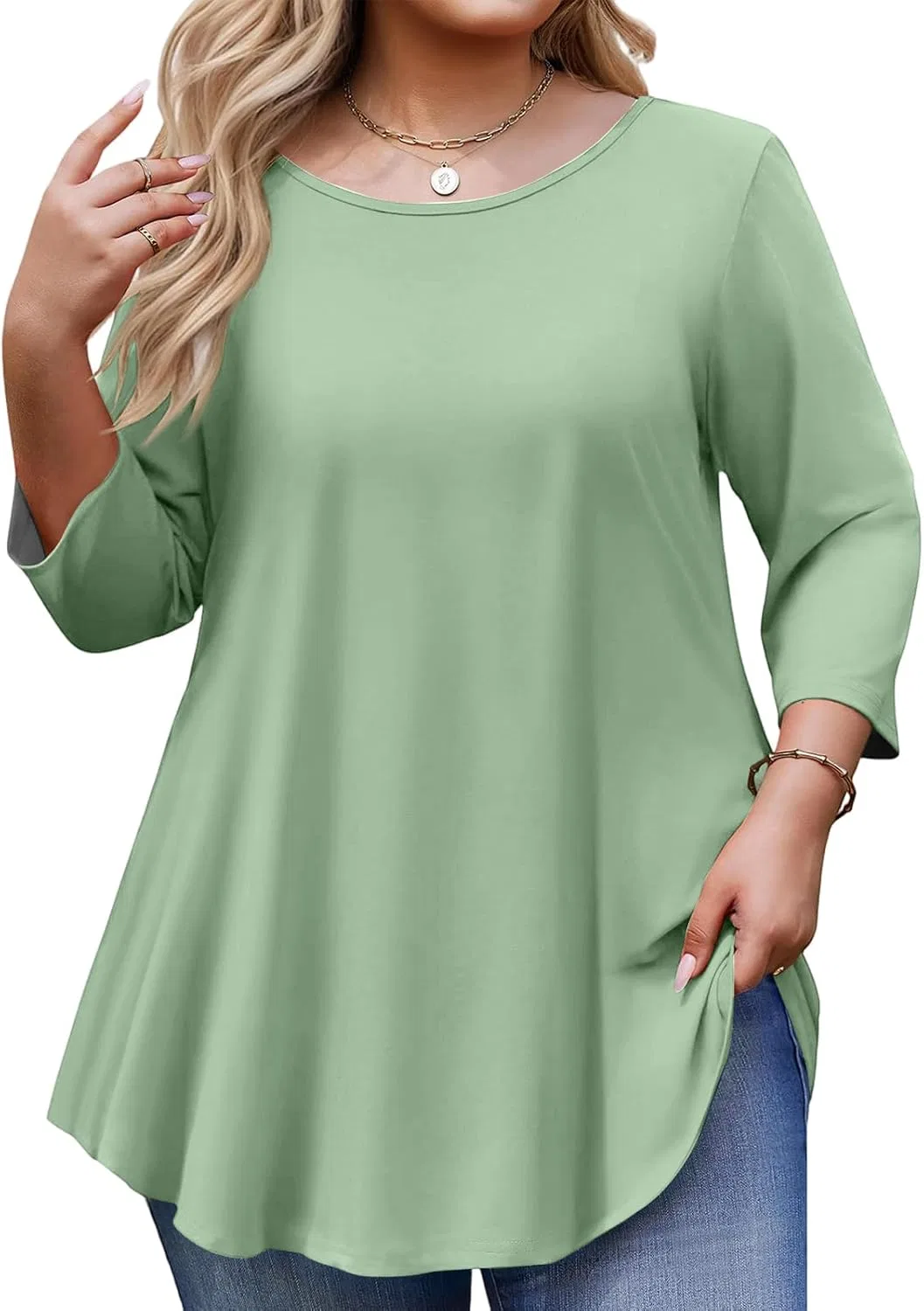 Футболка оверсайз с рукавом 3/4, Polyester, E004-green