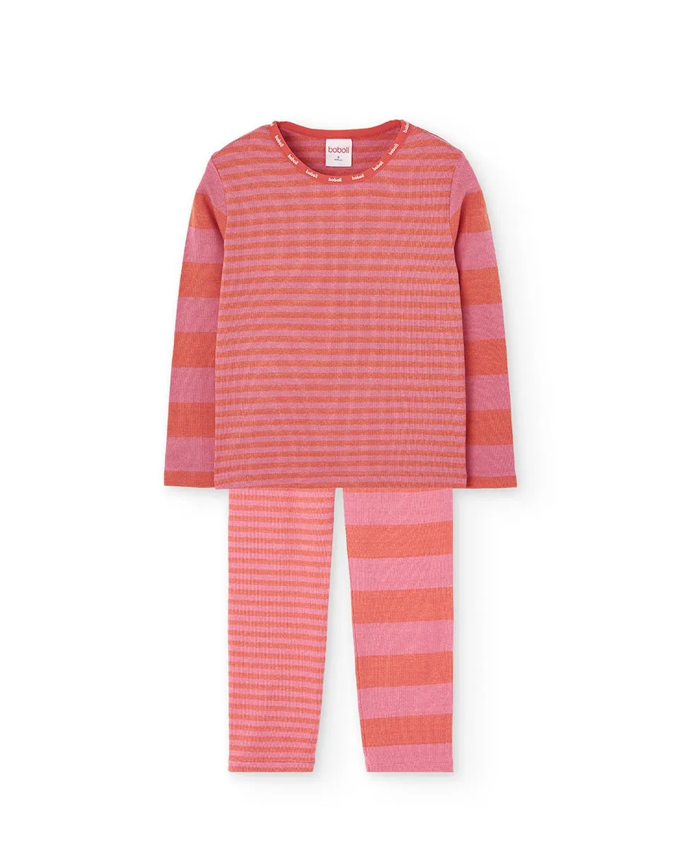 

Детская пижама с полосатым принтом и круглым вырезом Boboli, розовый