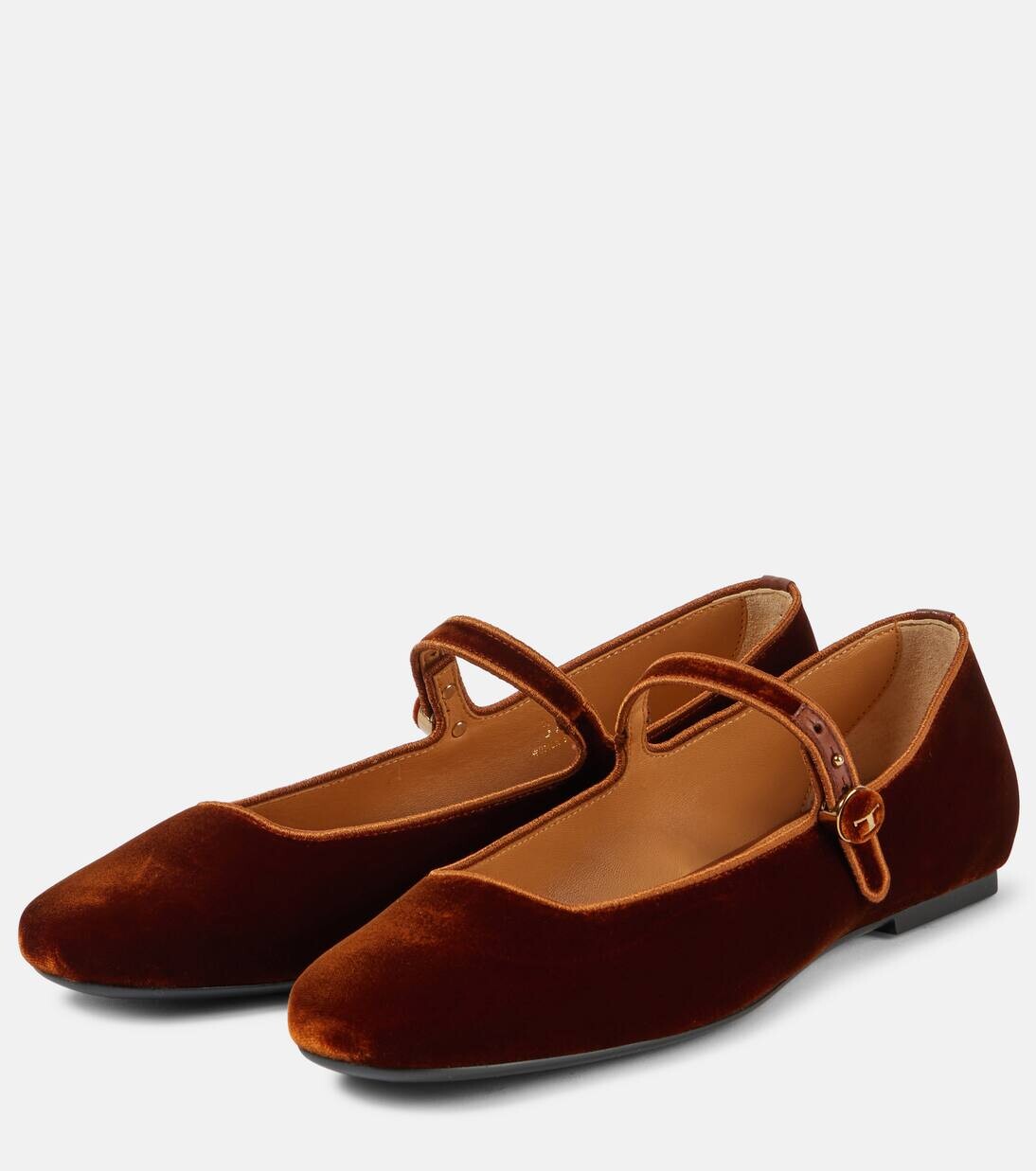 Бархатные балетки Мэри Джейн Tod'S, цвет caramelo scuro cuoio scuro — фото 4
