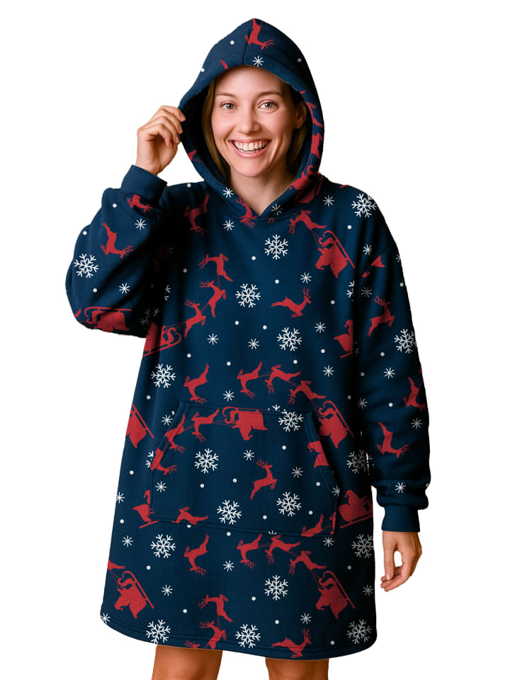 

Уютная толстовка с капюшоном X-MAS большого размера, свитер-одеяло с изображением Санты, синего цвета United Labels