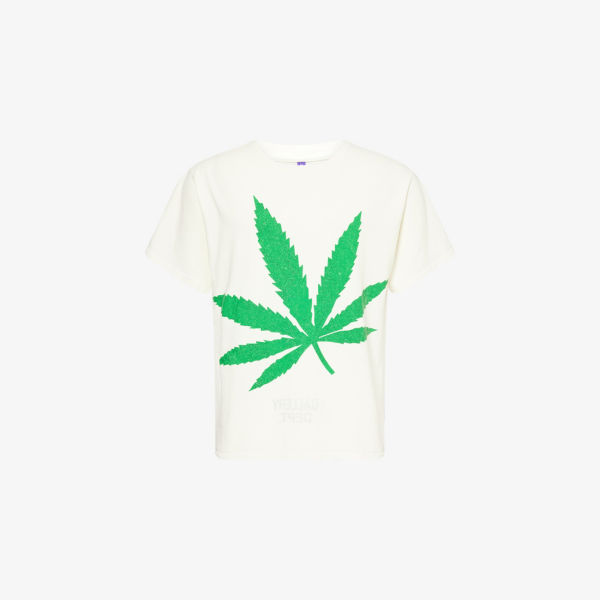 

Футболка Gallery Dept Weed с принтом и блестками, белый
