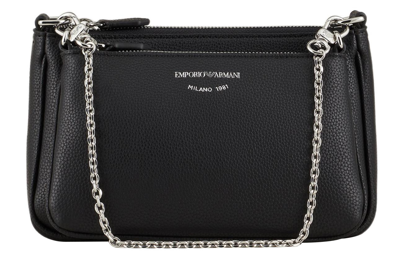 

EMPORIO ARMANI Полиуретановая мини-сумка через плечо черная женская