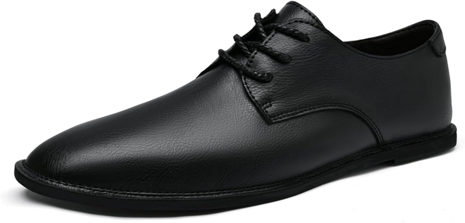 

Мужские винтажные кожаные туфли-оксфорды ручной работы на шнуровке, плоские, повседневные, формальные, бизнес-дерби, мягкие, легкие, с круглым носком, удобные, противоскользящие, для свадьбы, вечеринки, работы в офисе, выпускного Tixewsjh, черны...