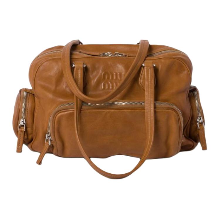 

MIU MIU Женская кожаная сумка через плечо карамельного цвета