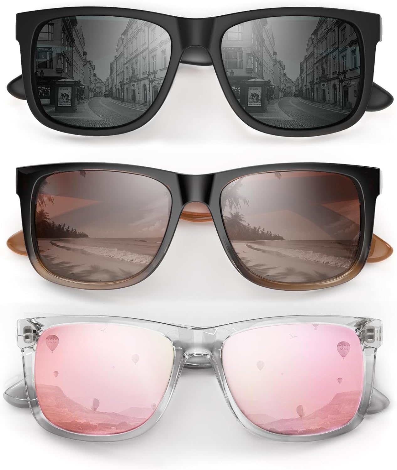 

Поляризованные солнцезащитные очки для женщин, модные классические ретро-очки, дизайнерские солнцезащитные очки для мужчин, винтажные модные очки с защитой UV400 CIFOYA, Black + Gradient Brown + Pink