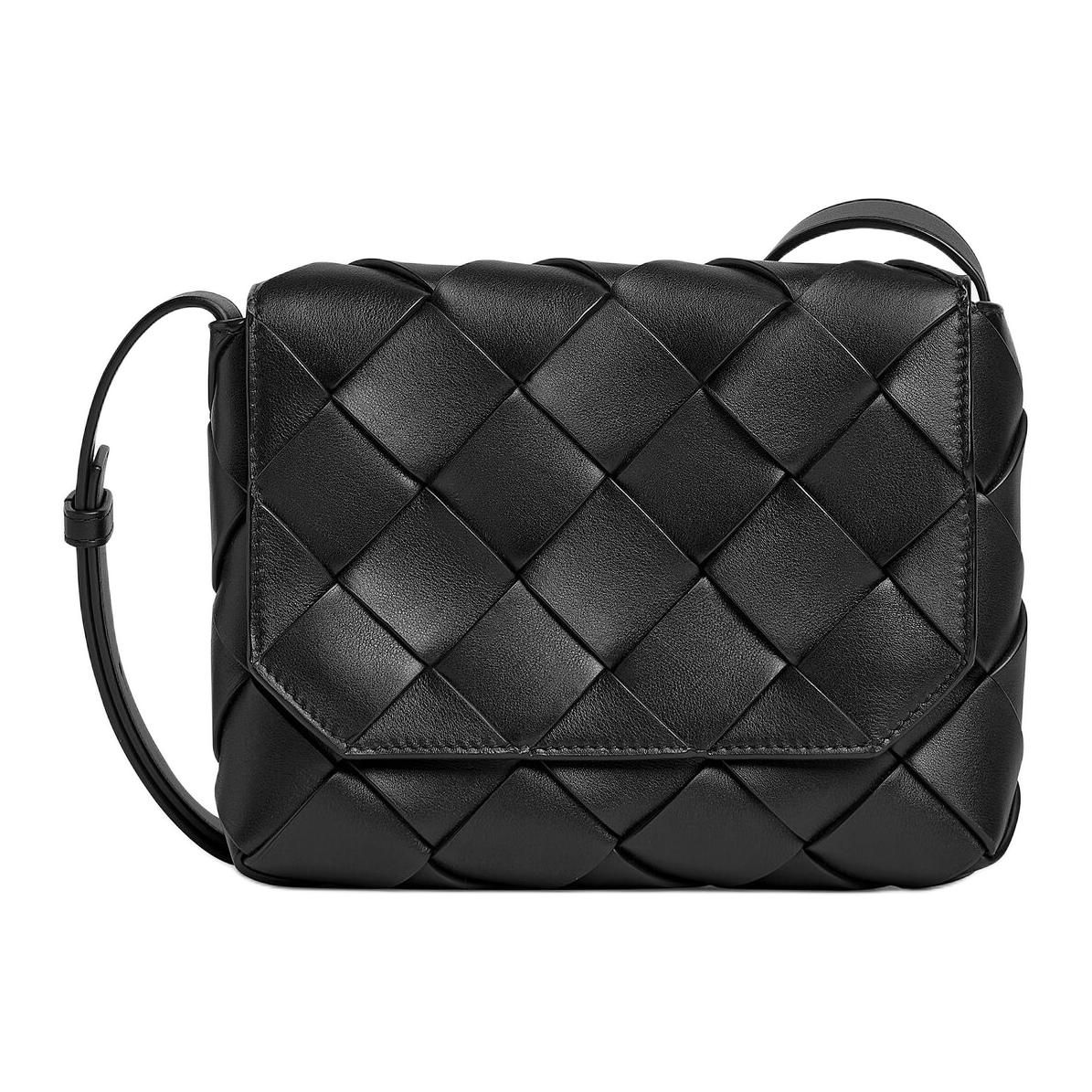 

Bottega Veneta Кожаная наплечная сумка через плечо мужская черная