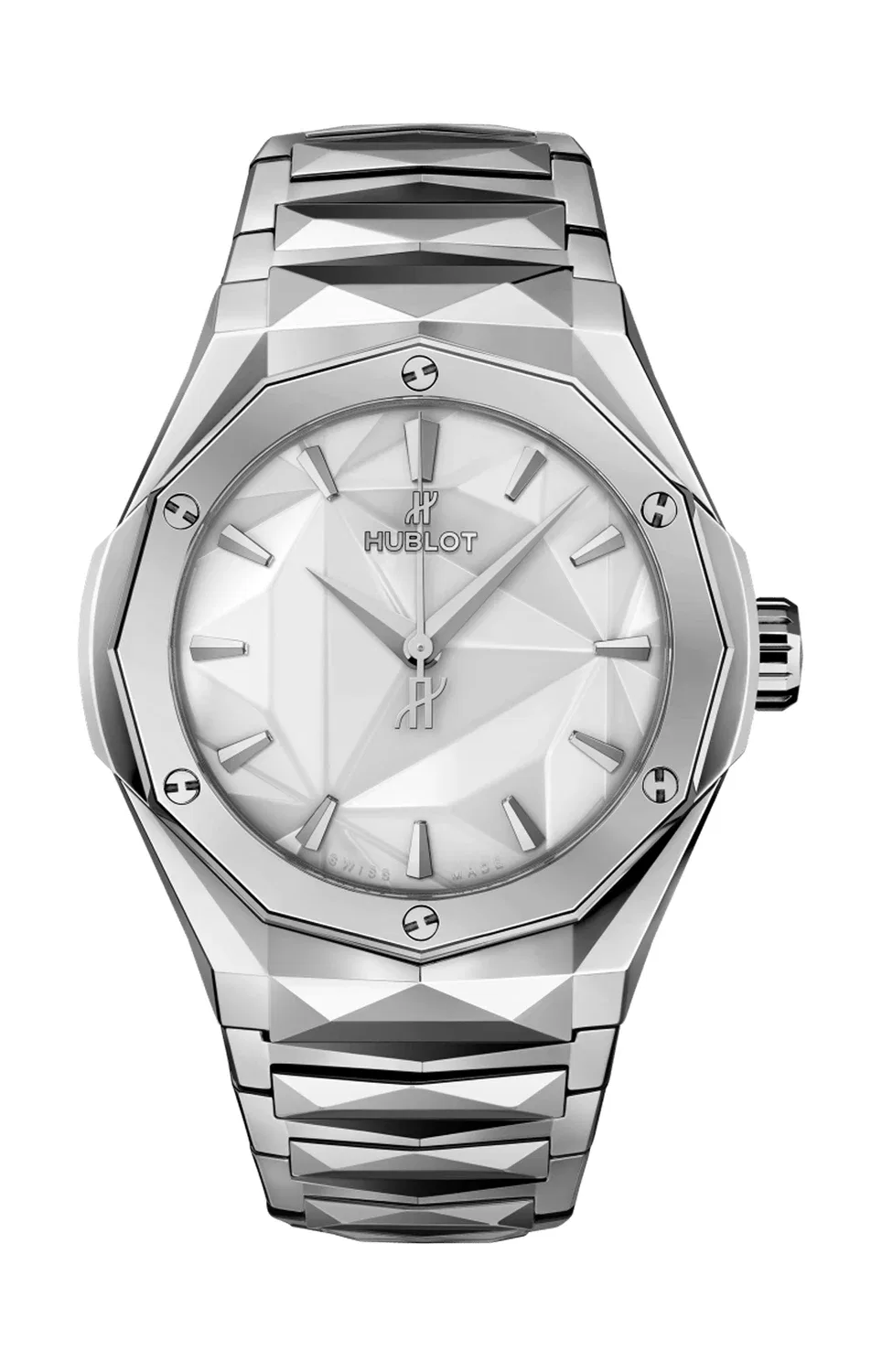 КЛАССИК ФЬЮЖН ОРЛИНСКИ БРАСЛЕТ ТИТАН БЕЛЫЙ 40ММ - 550.NS.2200.NS.ORL22 HUBLOT, серебряный