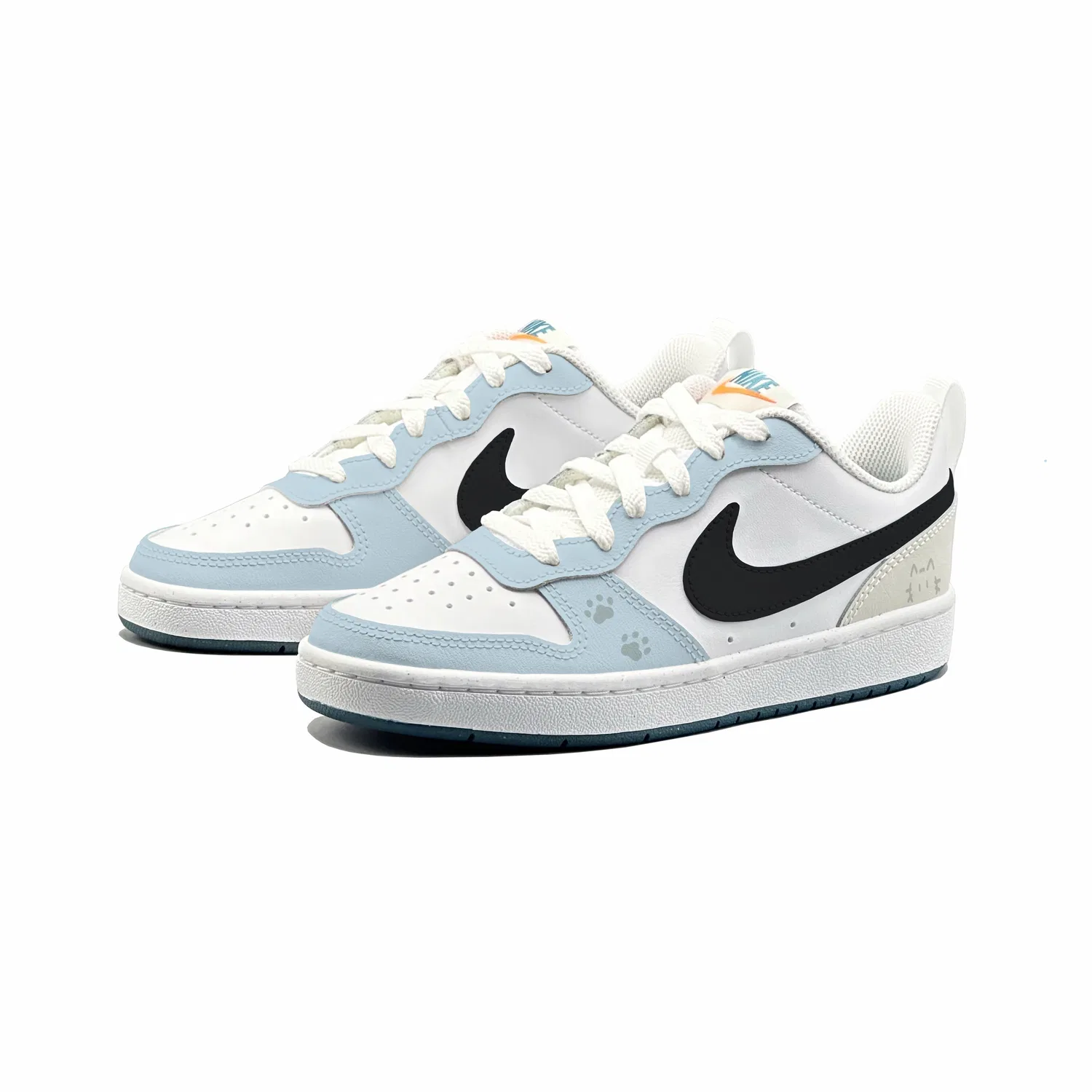 Кроссовки для скейтбординга Court Borough 2 Star Trace Blue Leather, низкие, детские, унисекс Nike, Light Blue — фото 4