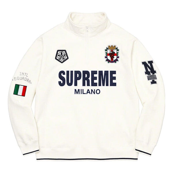 

Свитер milano half zip pullover 'white navy' Supreme, белый