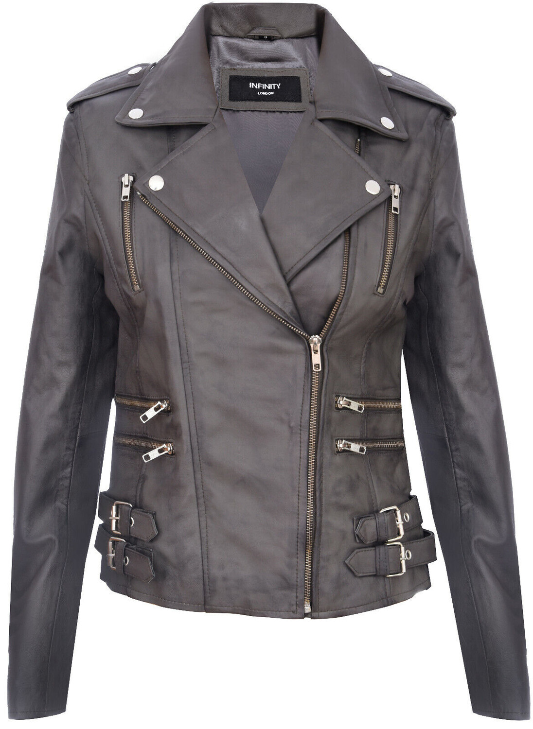 

Кожаная байкерская куртка brando loddon Infinity Leather, серый