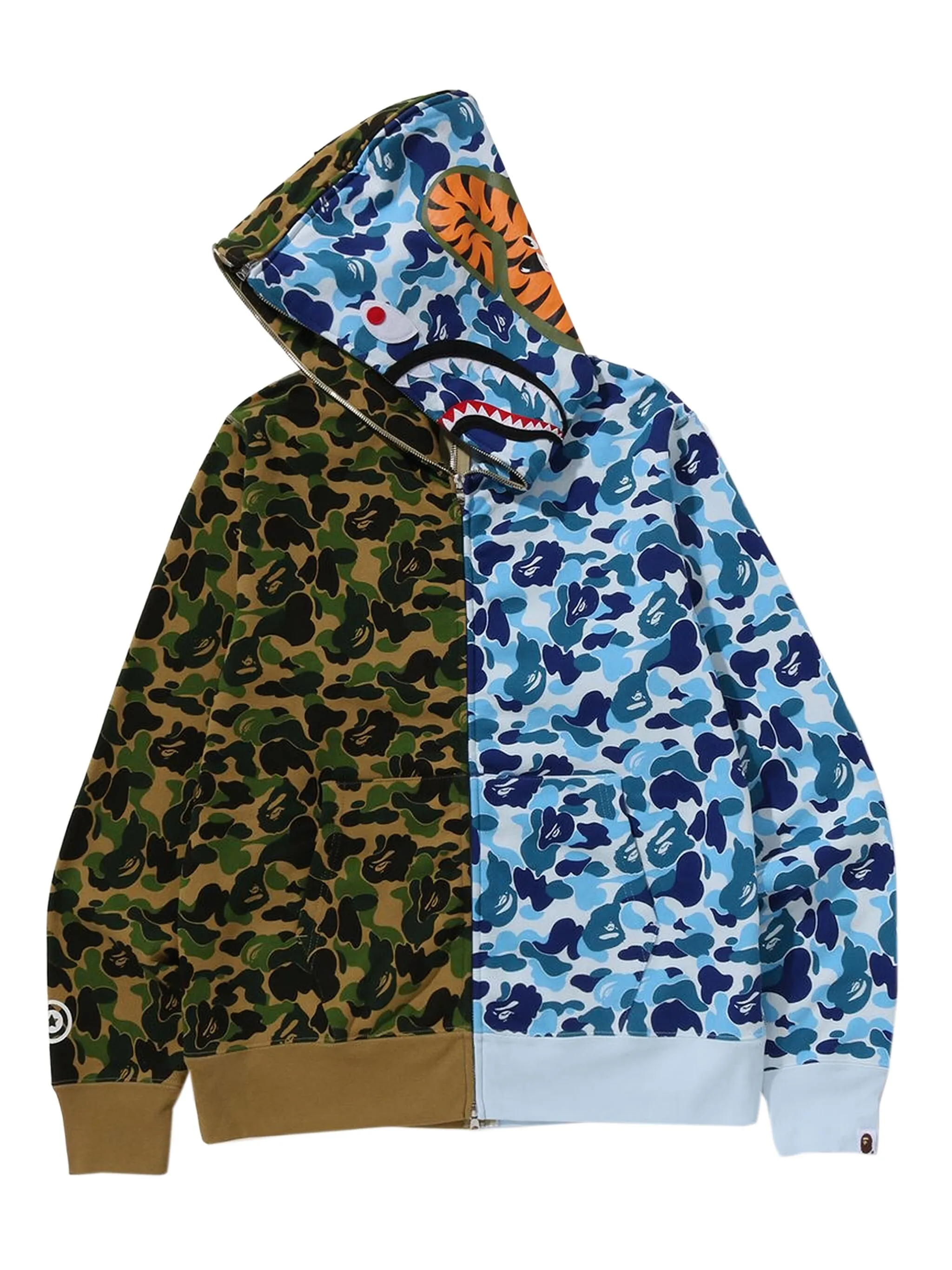 Худи Abc Camo Separate Shark на молнии A Bathing Ape, зеленый — фото 4