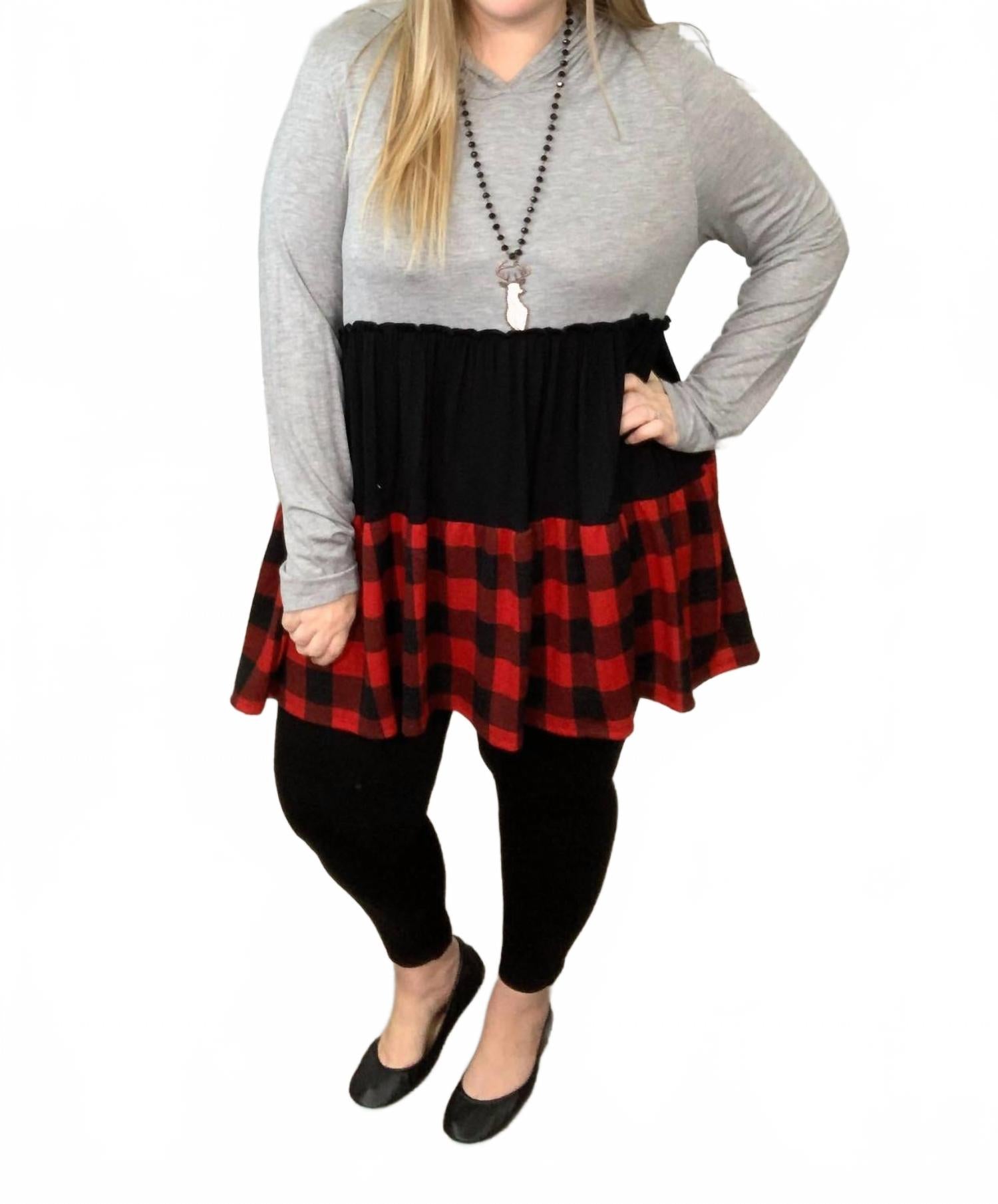 

Многослойный худи-туника в клетку буффало Honeyme, My Glory Days Were Plaid