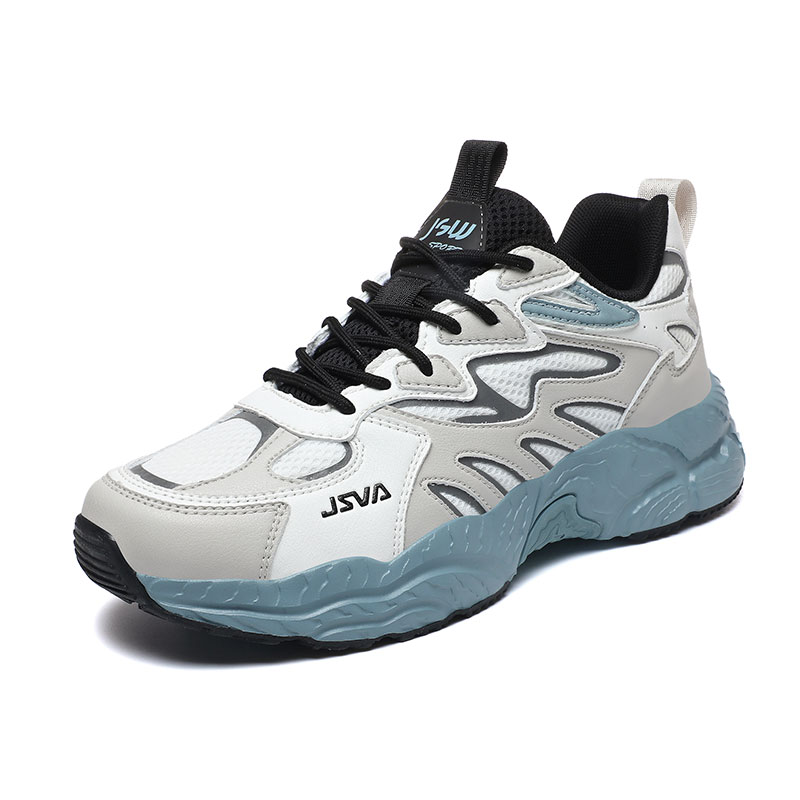 

JSWEI Износостойкие легкие и сбалансированные массивные низкие кроссовки мужские - бежевый темно-синий, цвет Beige Dark Blue