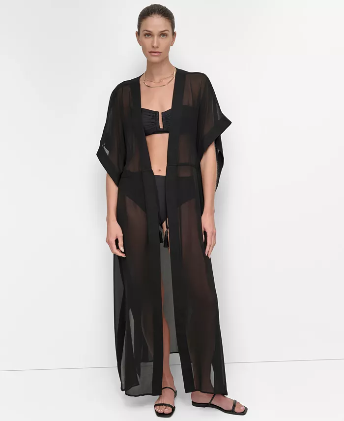

Женский запашной кафтан-накидка DKNY, черный