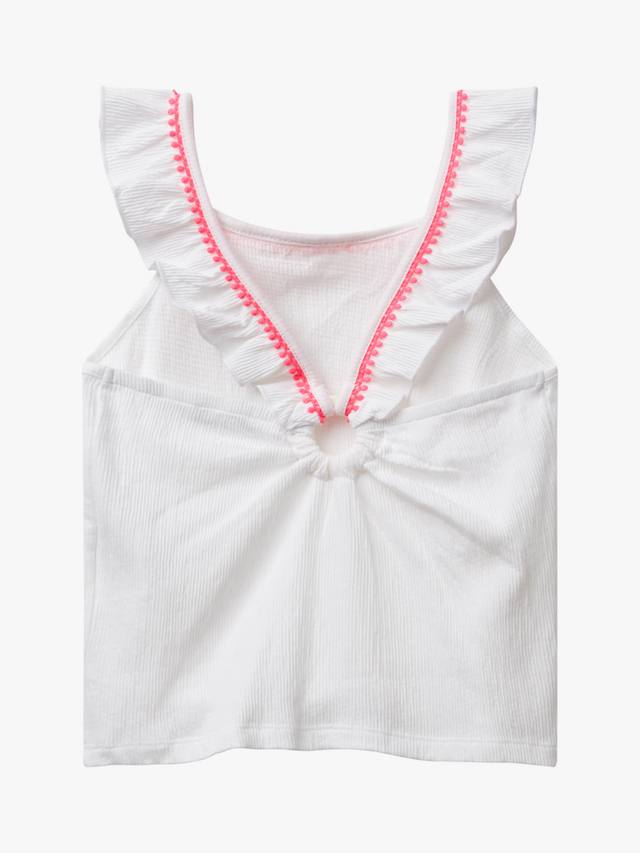 Детский топ с макраме и рюшами из хлопковой смеси Benetton, Optical White — фото 2