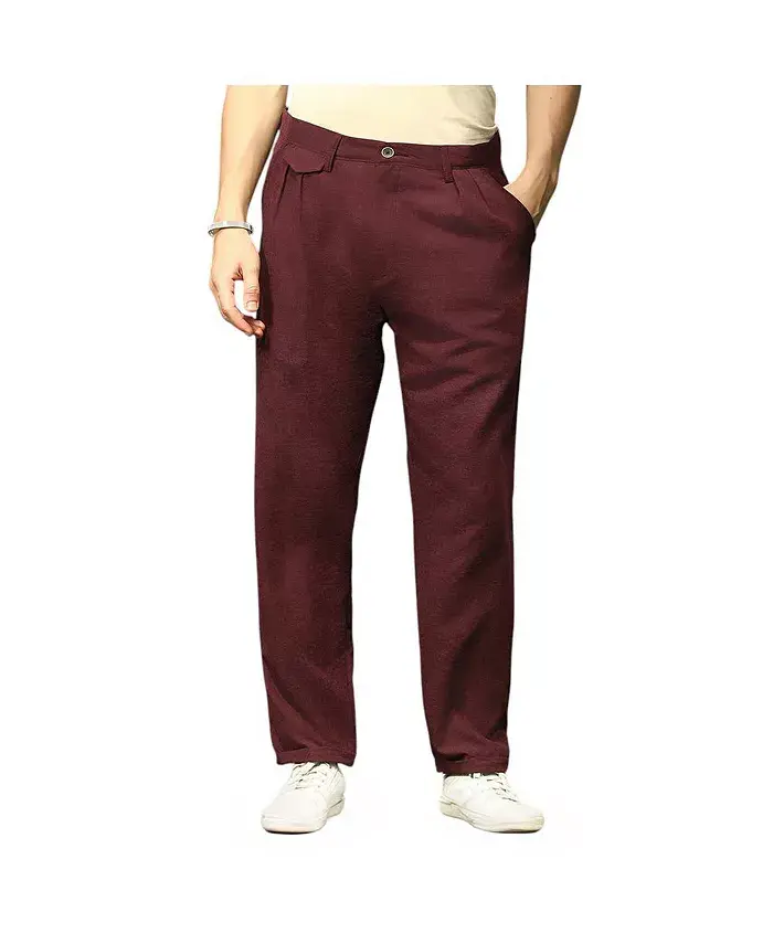 

Мужские брюки Burgundy Red Velvique классического кроя Campus Sutra, красный