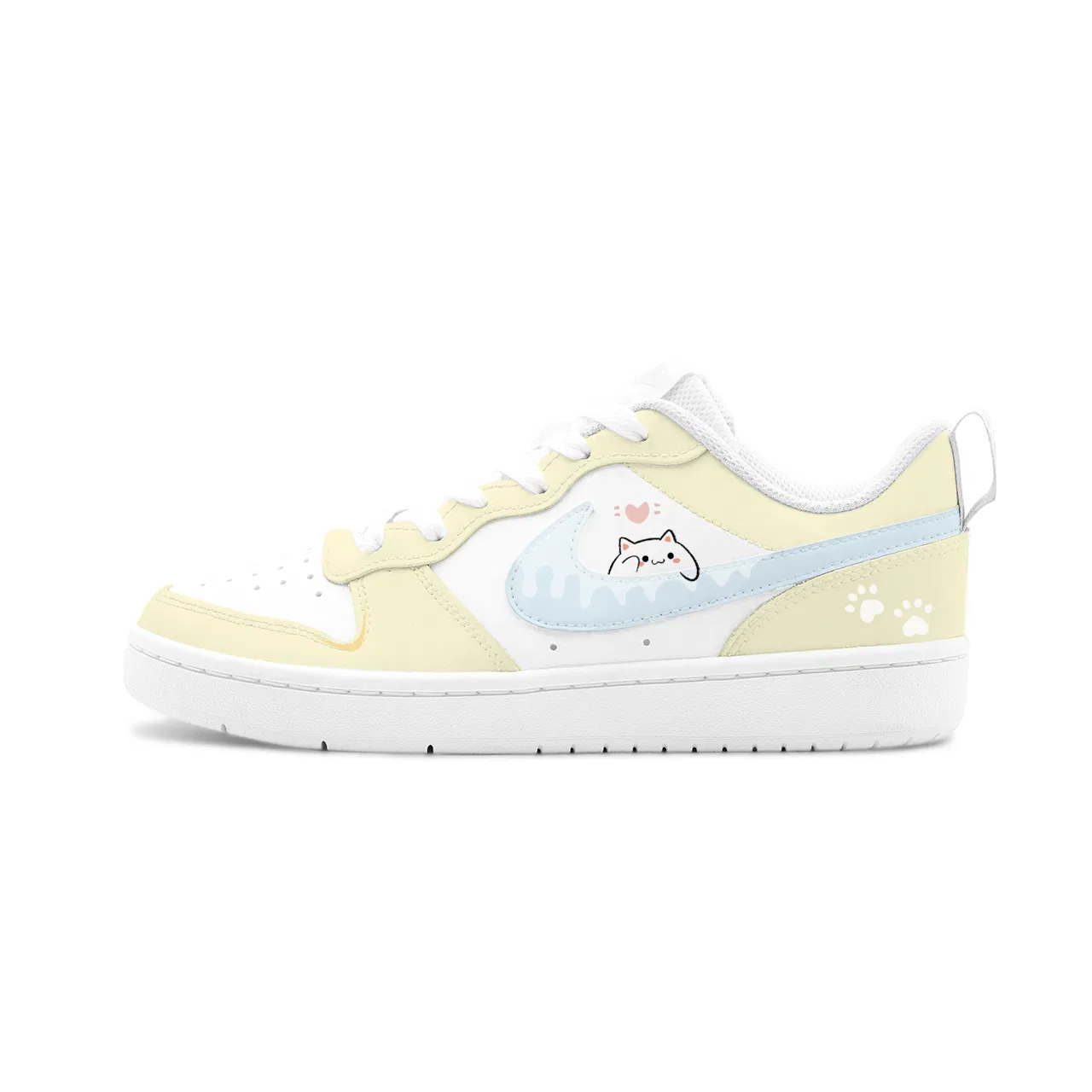 Детские кроссовки для скейтбординга Court Borough Treading On Flowers, Sweet Cat Jelly Slip Resistant Low top, желто-синие Nike, Yellow Blue