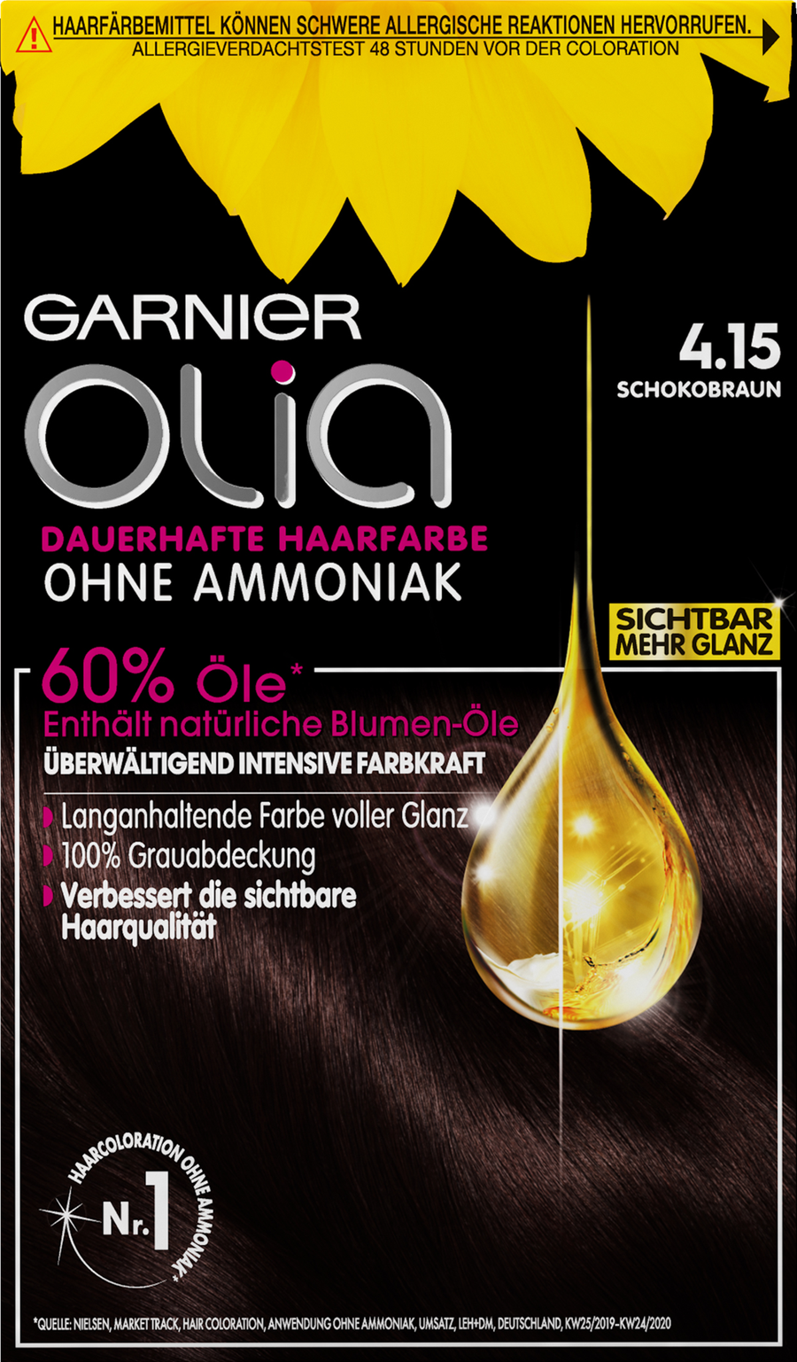 

Краска для волос Garnier Olia Dauerhafte Haarfarbe Coloration 4.15 Schokobraun