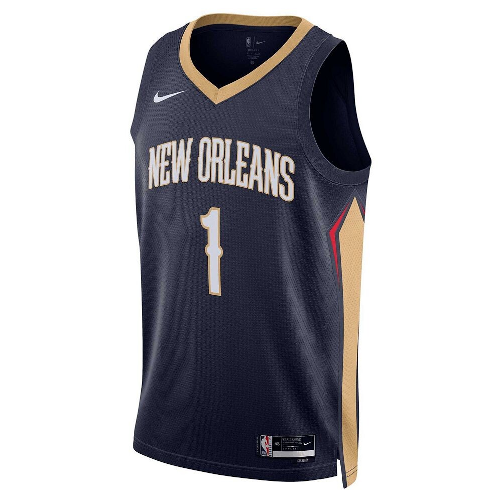 Унисекс темно-синяя майка Nike Zion Williamson New Orleans Pelicans Swingman — Icon Edition, цвет Nor Navy — фото 3