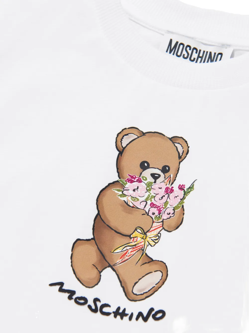 Футболка с принтом в виде мишки Moschino Kids, белый — фото 3