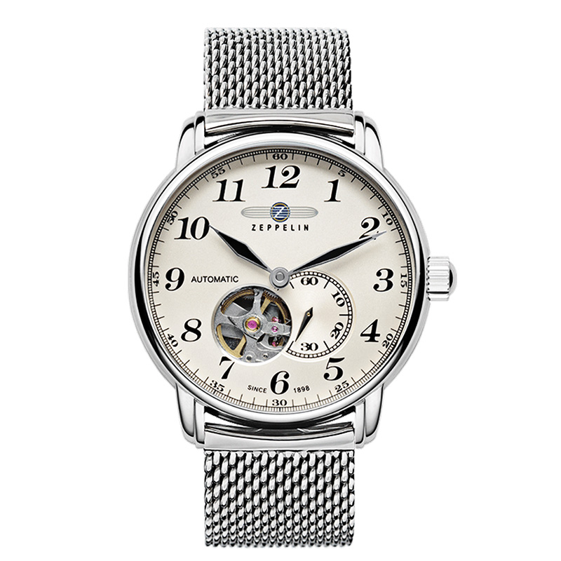 

ZEPPELIN Часы Piaget Collection Automatic Mechanical Movement Men's Watch Watch 40 White Dial Stainless Steel Watchband, 7666M-5