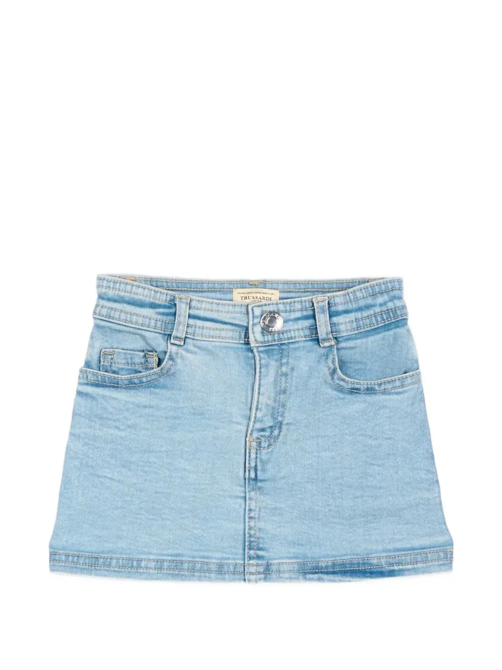 Джинсовая юбка с вышитым логотипом Trussardi Junior, синий