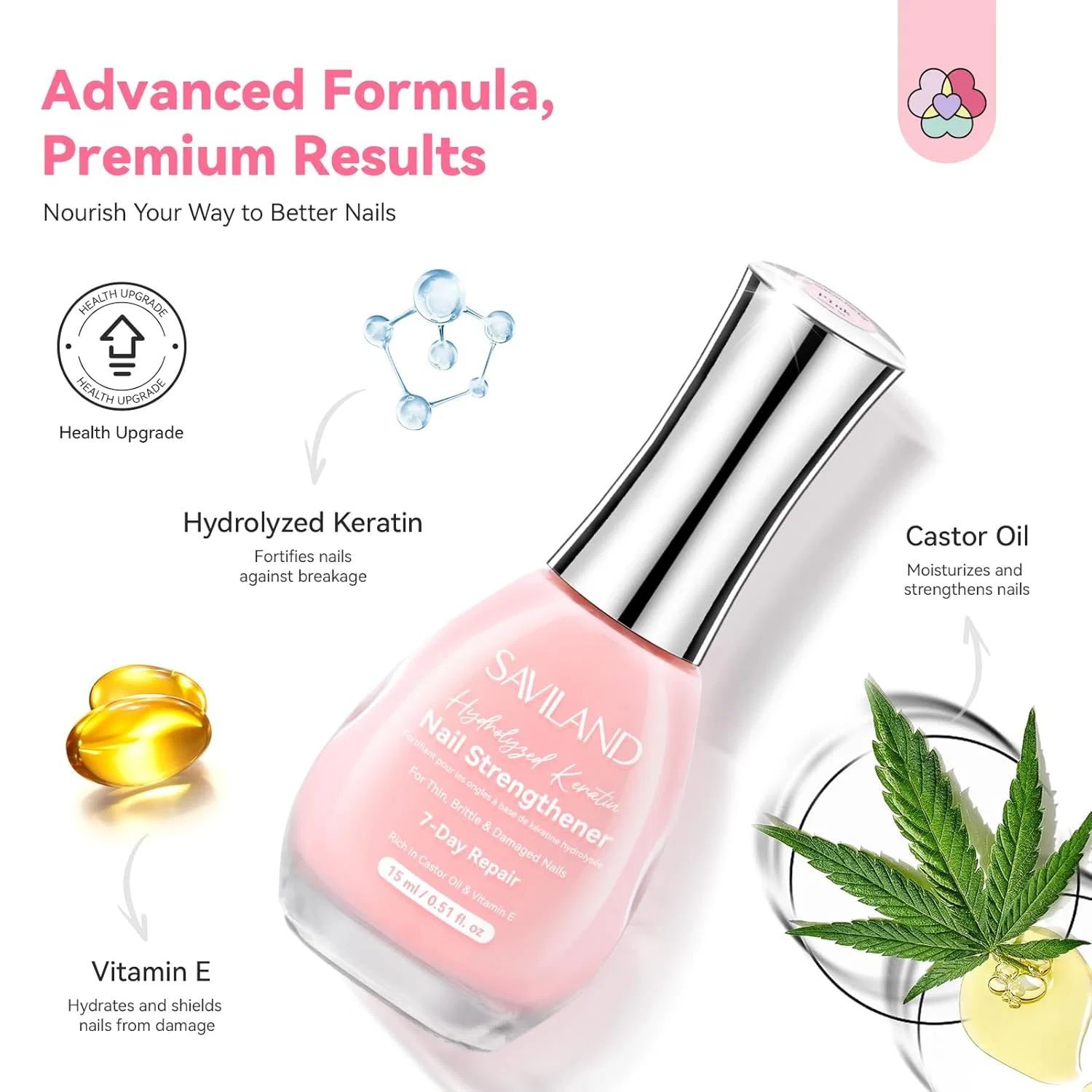 Укрепитель для ногтей SAVILAND Extra Strong, 15 мл Saviland, 15 Ml Pink — фото 4