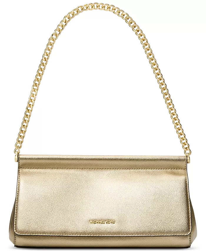 

Карминовый кожаный клатч East West Michael Kors, серебряный