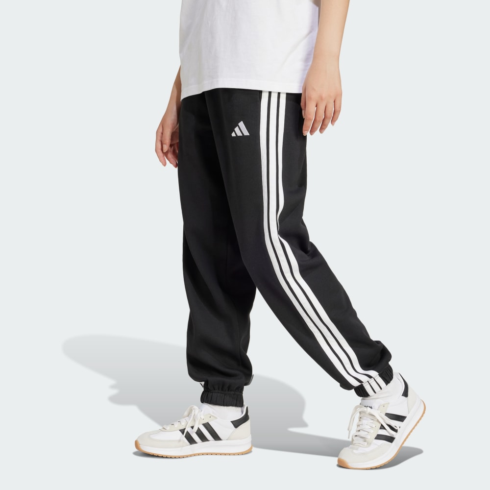 

Спортивные брюки Adidas Essentials 3-Stripes Fleece Loose-Fit Pants, черный/белый