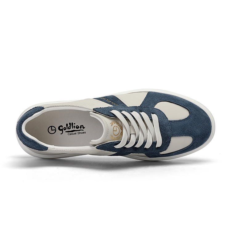 GOLDLION Низкие скейтерские кеды мужские экрю/синие, цвет Ecru/Blue — фото 3