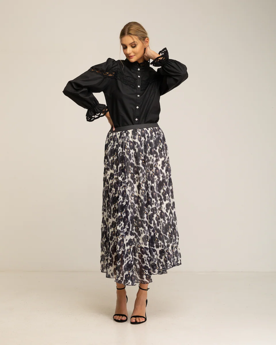

Длинная юбка с анималистичным принтом Tantra, чёрный