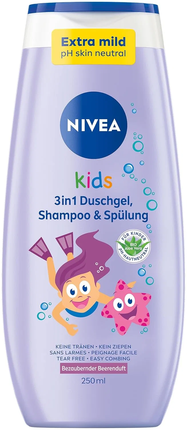 Детский гель для душа, шампунь и кондиционер 3в1 NIVEA Kids с ароматом ягод Beiersdorf