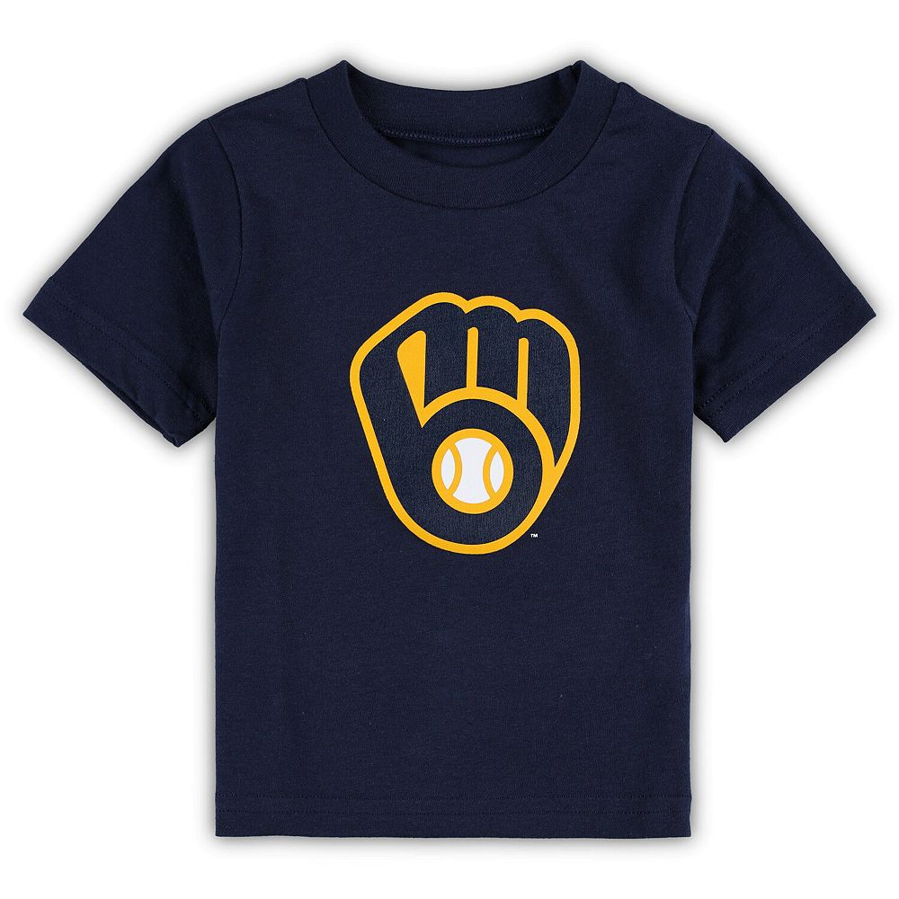 

Темно-синяя футболка с логотипом Infant Milwaukee Brewers Team Crew Outerstuff, цвет Brw Navy