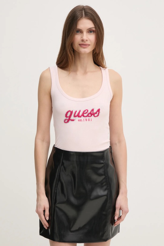 

Топ из шенилла Guess, розовый