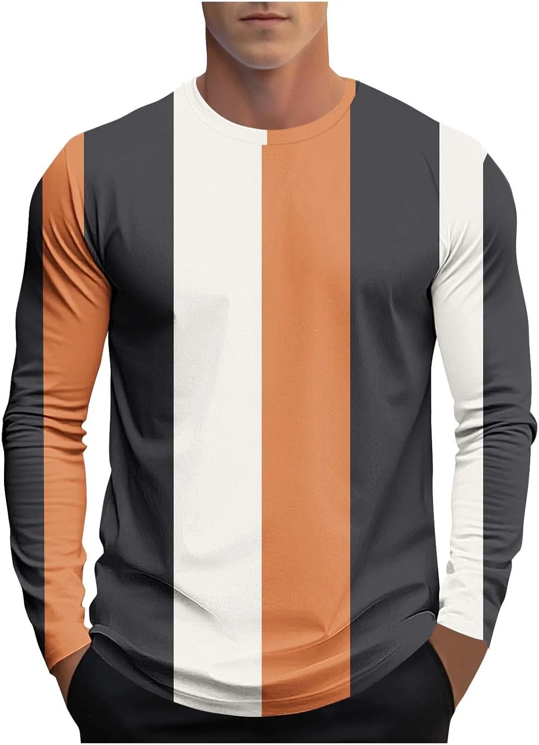 

Футболка с длинным рукавом и вертикальным полосатым принтом