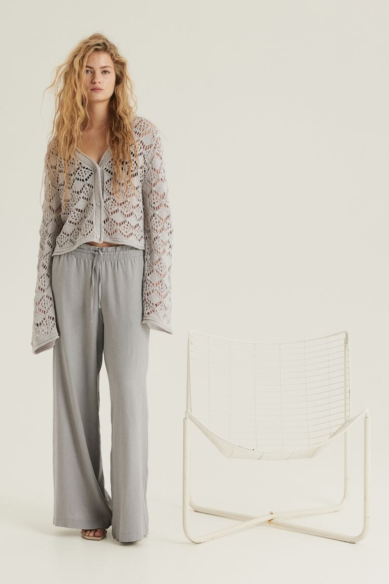 

Брюки-Слипоны из смесового льна H&M, серый