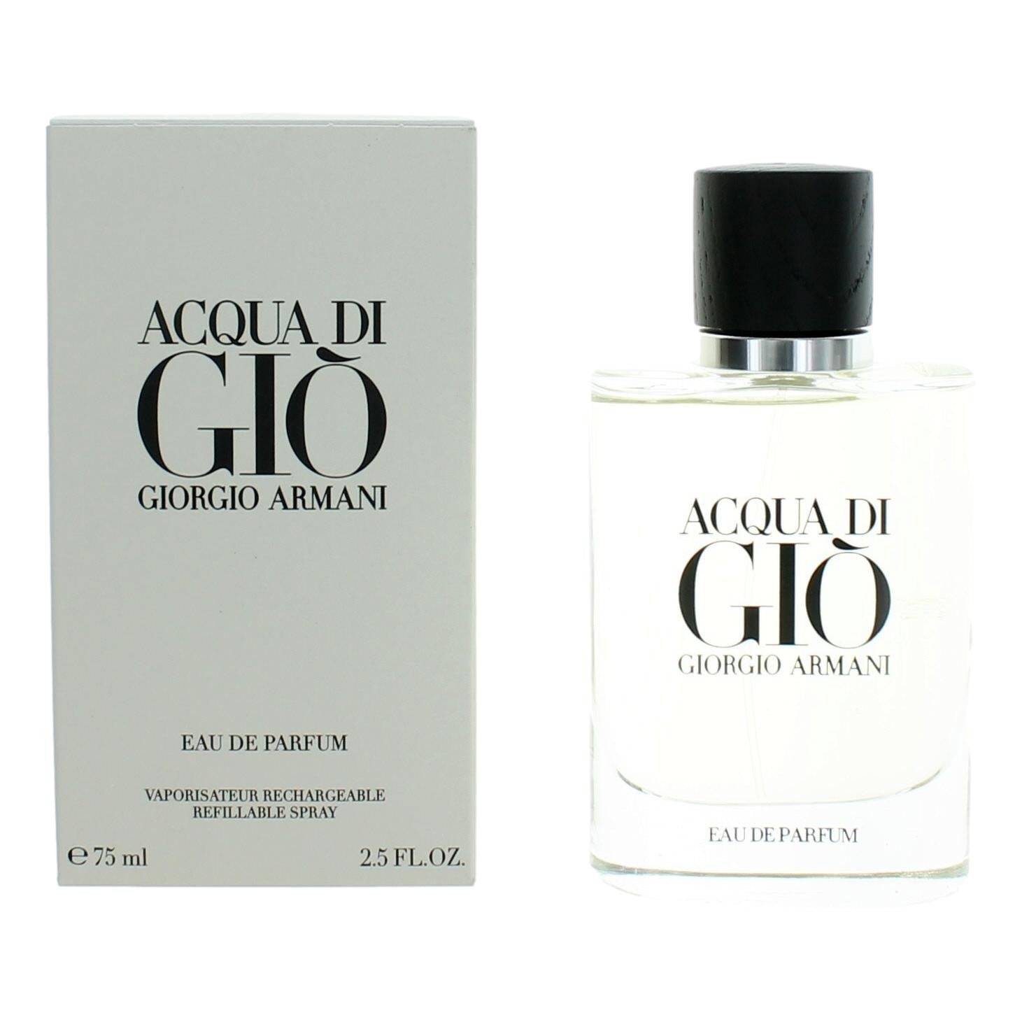 

Acqua Di Gio от Giorgio Armani, спрей EDP многоразового использования для мужчин, 2,5 унции, прозрачный