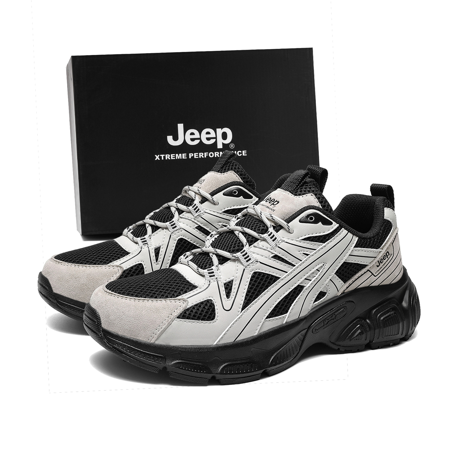 

Мужские кроссовки для бега с амортизацией, увеличенной высотой, балансом, устойчивостью к ударам, поддержкой, износостойкостью и малым весом Jeep, черный серый[classic]