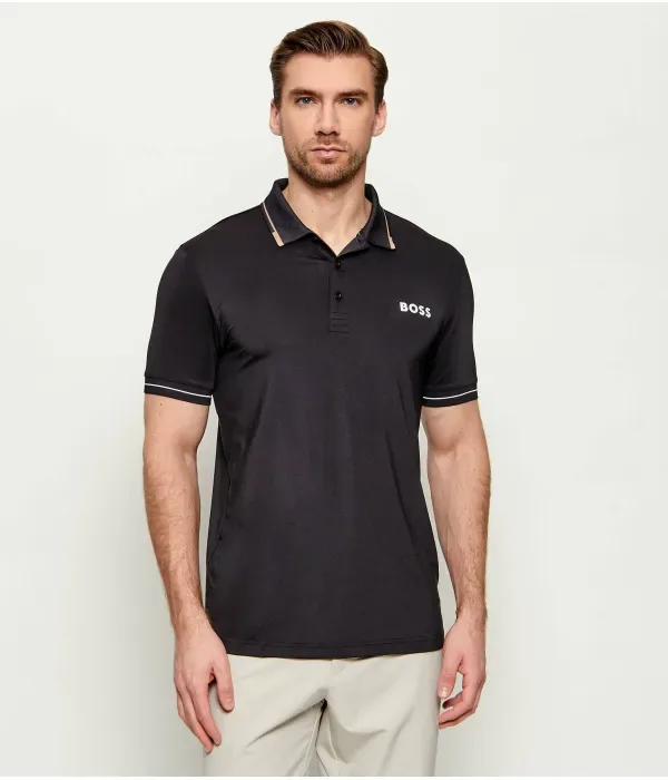 Поло Paul Pro slim fit Boss Green, черный
