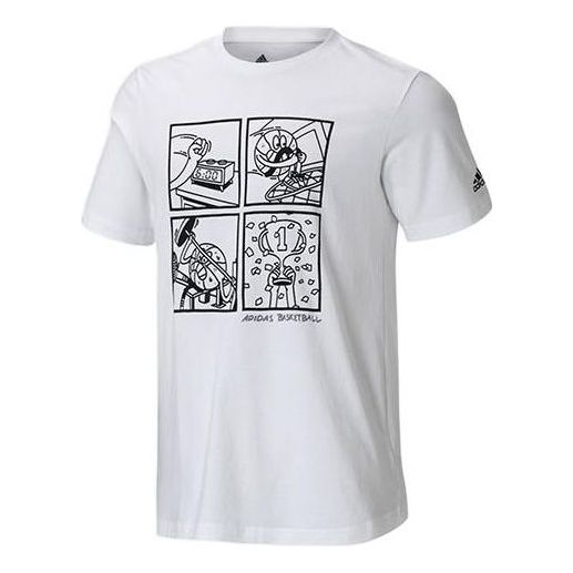 

Футболка adidas Cartoon Pattern Basketball Sports Short Sleeve White, мультиколор