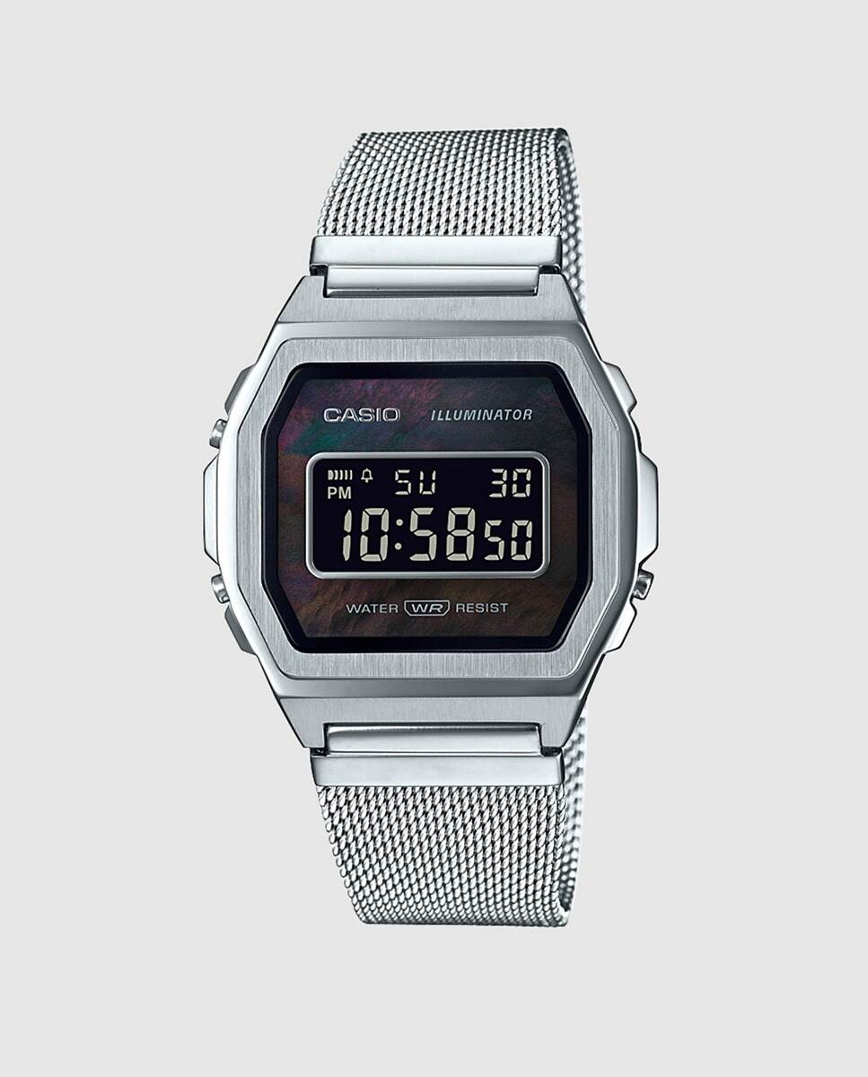 

Женские винтажные часы Casio A1000M-1BEF со стальной сеткой Casio, серебро