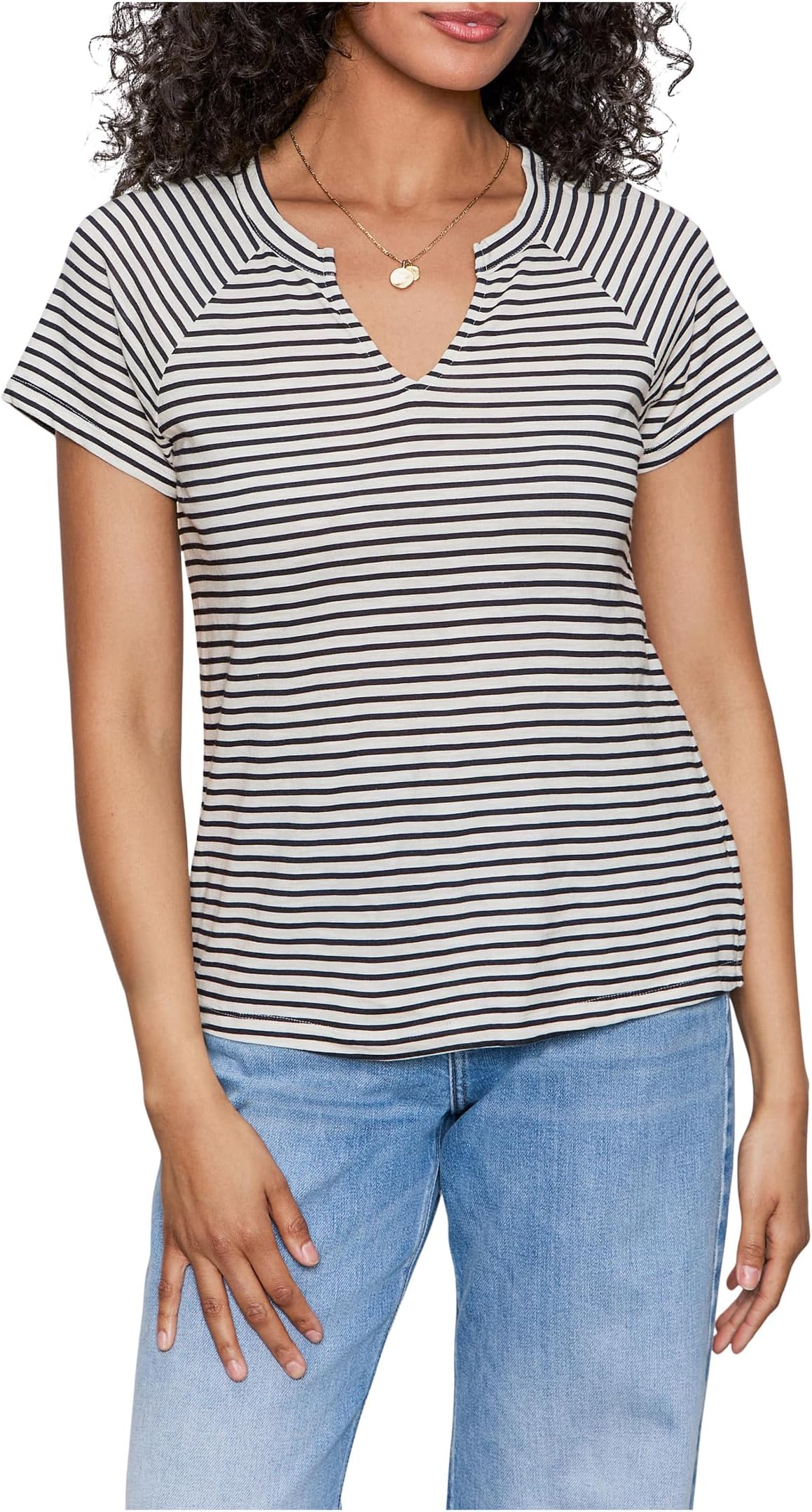 

Футболка Sanctuary Notch Neck Tee, Light Oat/Black Stripe 2