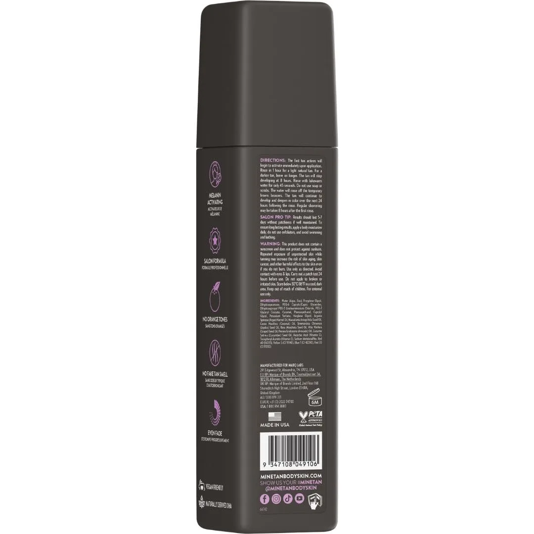 Minetan Self Tan Foam Absolute - экспресс-автозагар за 1 час, мусс для самого темного бронзового оттенка, для лица и тела, увлажняющее сияние, vegan, без парабенов, 200 мл 198 мл (1 шт.) Minetan Body.Skin, Ultra Dark — фото 2