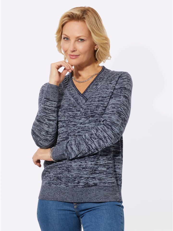 

Свитер с V-образным вырезом в меланжевом цвете ледяной синий-темно-синий WITT WEIDEN