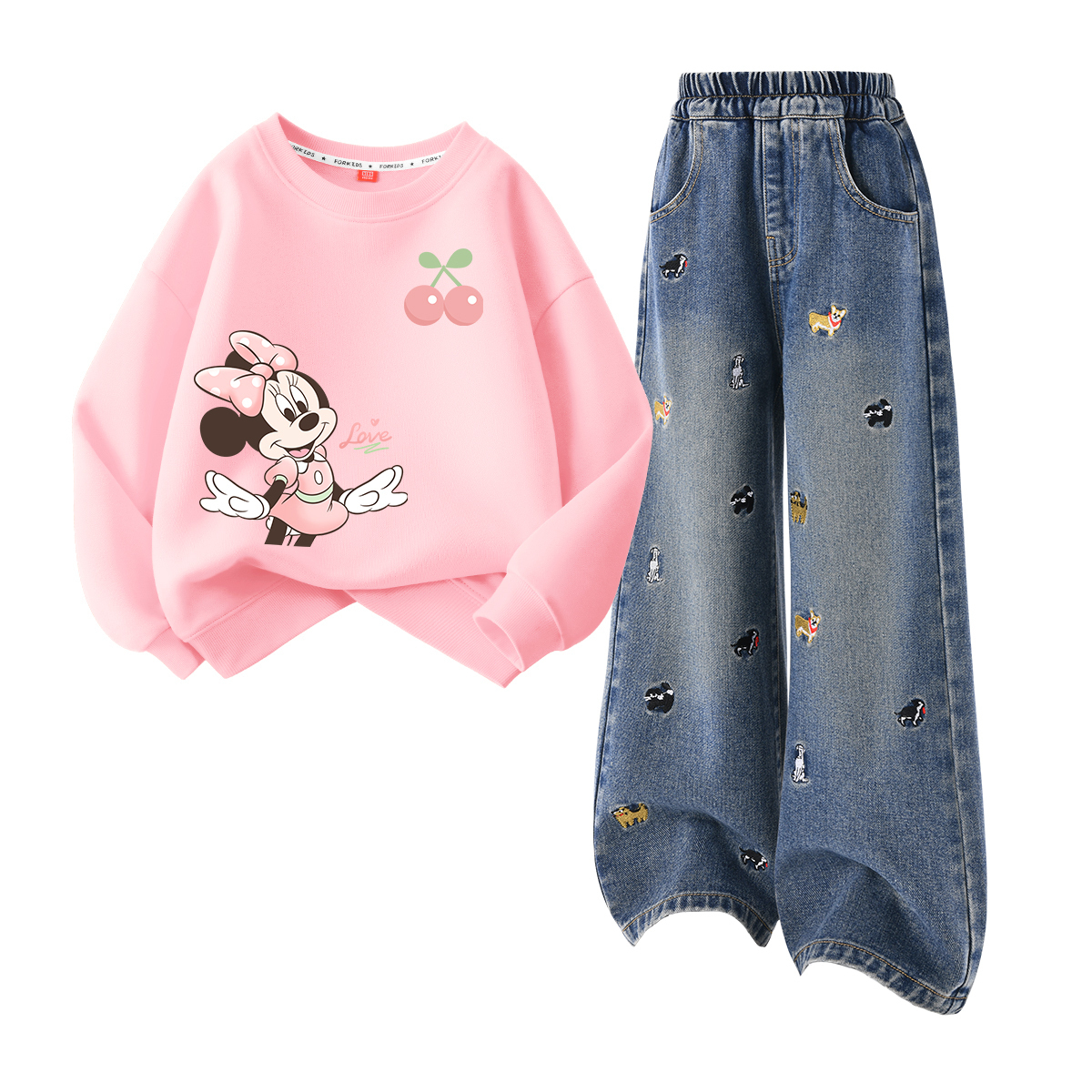 

Детская повседневная спортивная одежда Disney, Di Elegant Cherry Blossom Pink+Solid Color Denim Blue